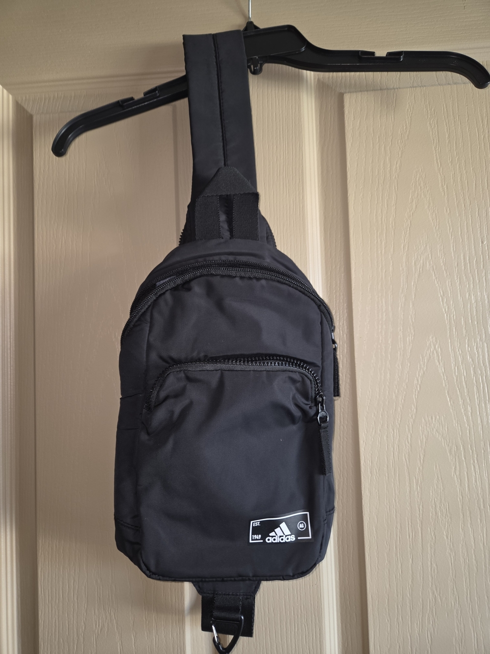 adidas Black Crossbody Sling Bag with Front Zip Pocket